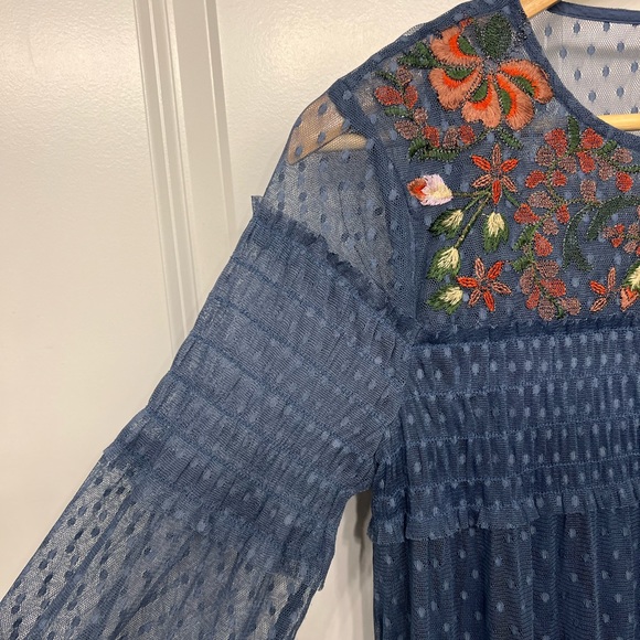 Anthropologie Blue Sheer Dress - Picture 5 of 10